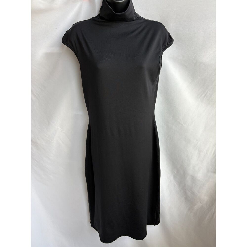 BGN Fashion Black Mock Neck Dress Size M Minimalist Work Career Closet Staple